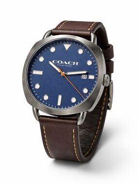 NWT Coach Tatum Watch Blue Dial Brown Leather Strap Full Set